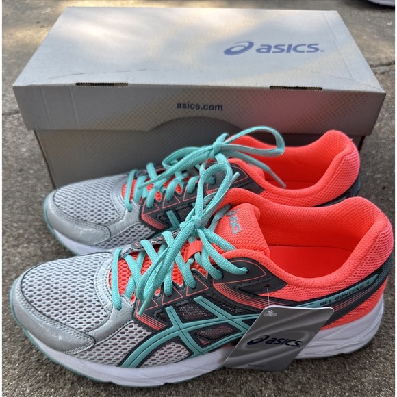 Asics Athletic Running Shoes Womens 9.5 Gel Contend 3 T5F9N Silver/ Blue/coral - Picture 1 of 10